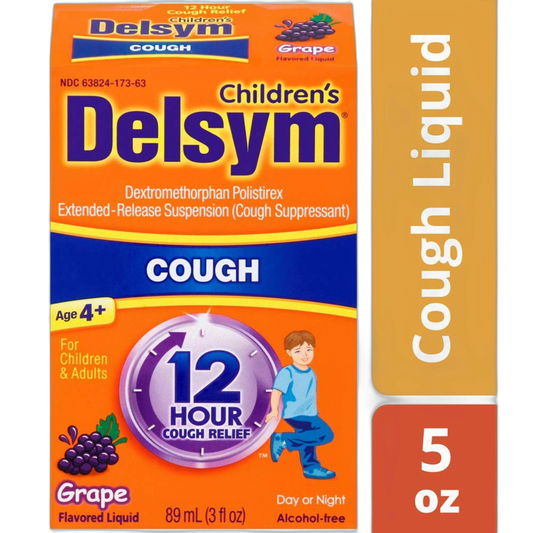 Delsym 12 Hr Children's, Cough Relief Liquid, Grape, 5oz