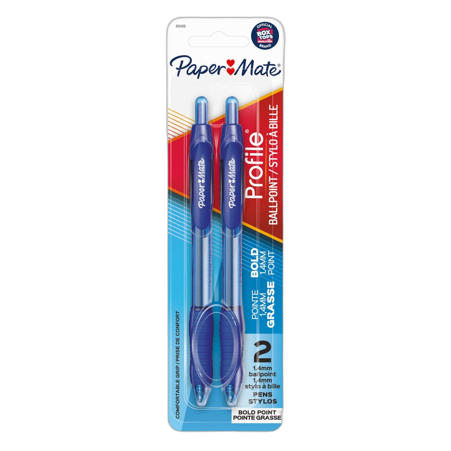 Paper Mate Profile Retractable Ballpoint Pens, Bold (1.4mm), Blue, 2 Count