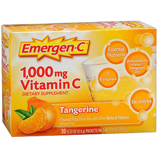 Emergen-C Vitamin C Tangerine Flavored Drink Mix 30 Packets, 0.33 oz (Pack of 2)