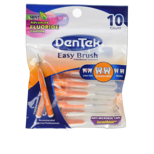 DenTek Easy Brush Interdental Cleaners | Brushes Between Teeth | Standard | Mint Flavor | 10 Count (Pack of 6)