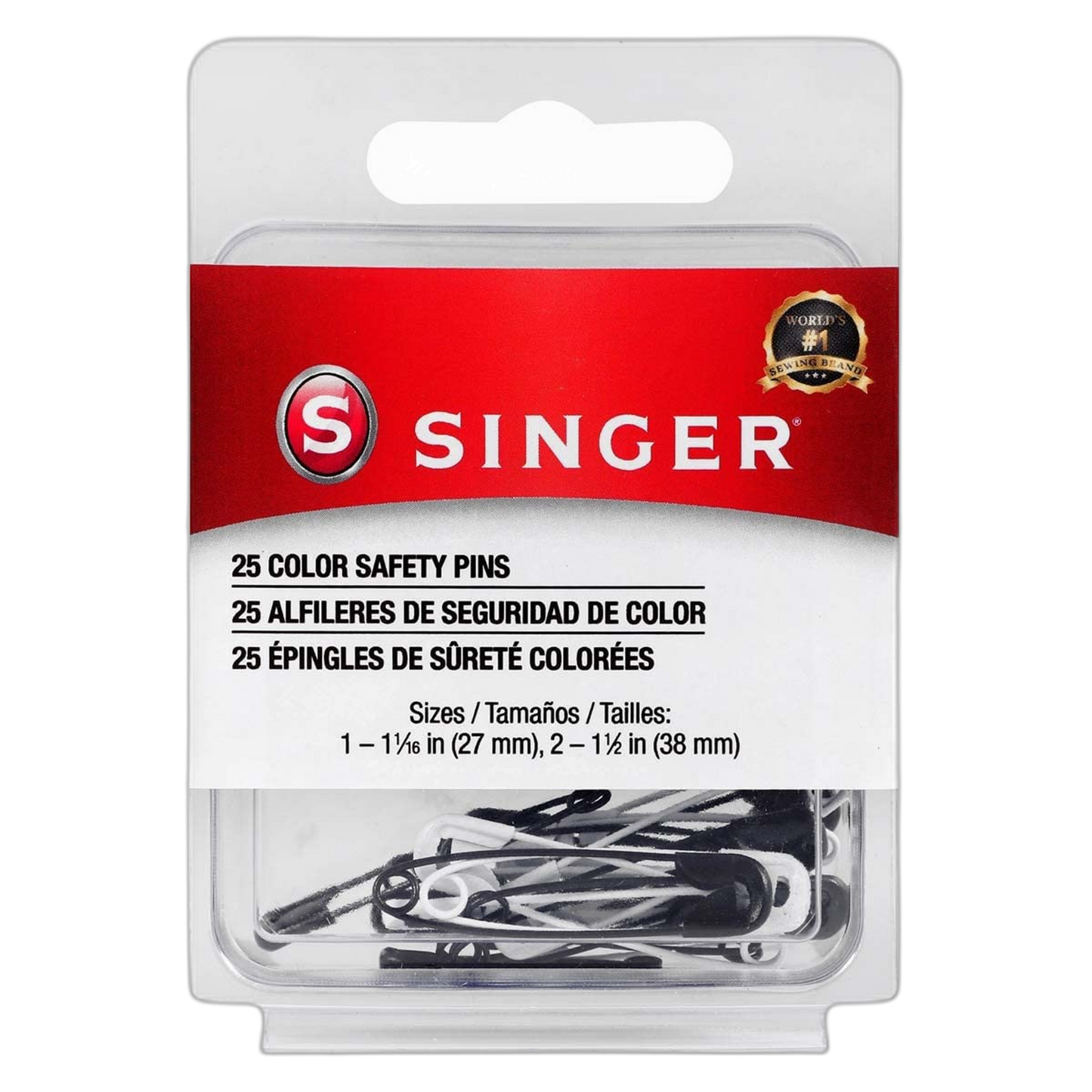 Singer Asst Black and White Professional Style Safety Pins, Multisize, 25-Count