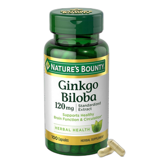 Nature's Bounty Ginkgo Biloba Capsules 120mg, Memory Support Supplement, Supports Brain Function and Mental Alertness, 100 Capsules