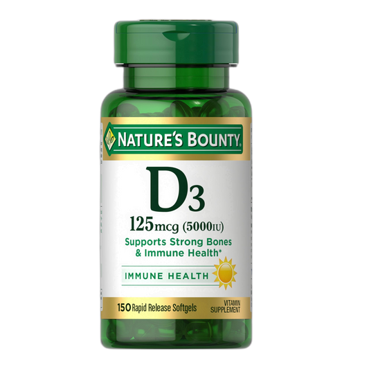 Nature's Bounty Vitamin D3 5000 IU Softgels, Rapid Release, Immune Support, Vitamin D Supplements, 150 Ct