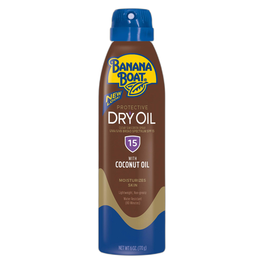 Banana Boat Protective Tanning Dry Oil Clear Spray Sunscreen SPF 15, Oxybenzone Free Sunscreen, 6oz Pack of 3, Packaging may vary