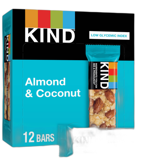 KIND Nut Bars, Almond & Coconut, Healthy Snack Bars, Gluten Free, Low Sodium, 3g Protein, 12 Count