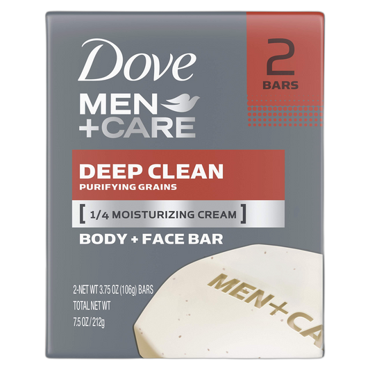Dove Men+Care Men's Bar Soap More Moisturizing Than Bar Soap Deep Clean Effectively Washes Away Bacteria, Nourishes Your Skin 3.75 oz 2 Bars