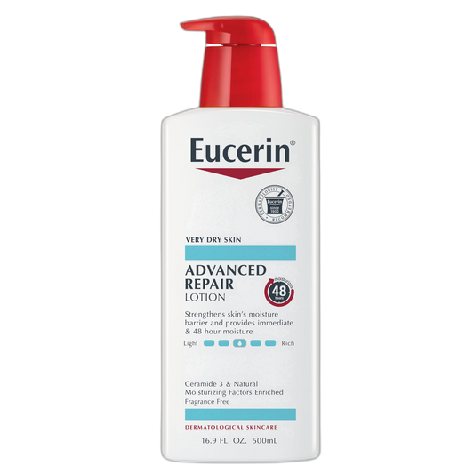 Eucerin Advanced Repair Body Lotion for Very Dry Skin, Unscented Lotion Formulated with Ceramides, 16.9 Fl Oz Bottle