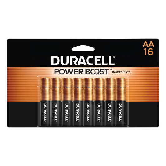 Duracell Coppertop AA Batteries with Power Boost Ingredients, 16 Count (Pack of 1), Double A Battery with Long-lasting Power, Alkaline AA Battery for Household and Office Devices