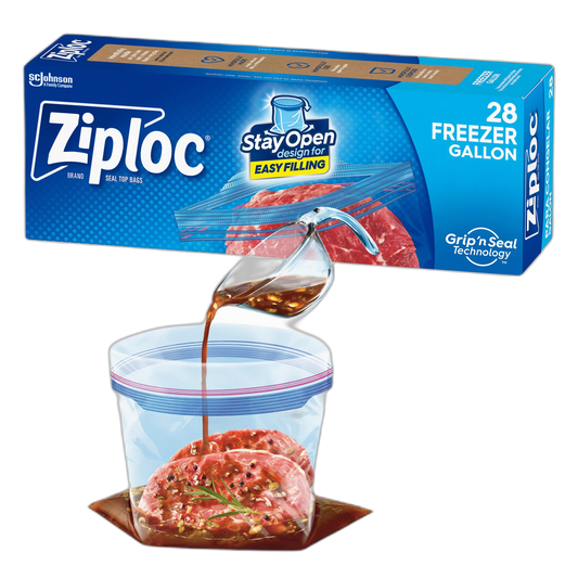 Ziploc Gallon Food Storage Freezer Bags, New Stay Open Design with Stand-Up Bottom, Easy to Fill, 28 Count