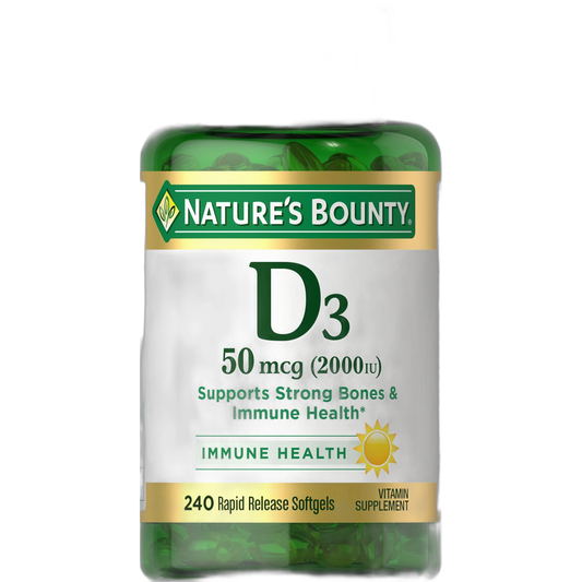 Nature's Bounty Vitamin D3, Immune and Bone Support, Vitamin Supplement, 2000IU, 240 Rapid Release Softgels