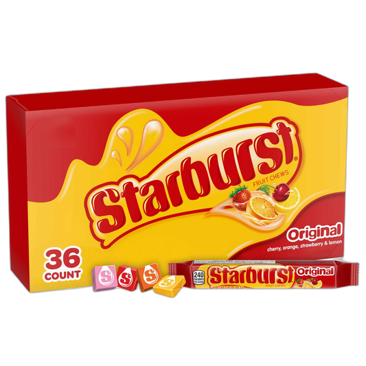 STARBURST Original Full Size Fruit Chews Candy Bulk, Chewy Candy for Parties, 2.07 oz (36 Single Packs)