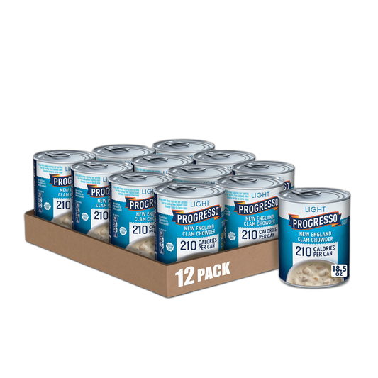 Progresso Light, New England Clam Chowder Soup, Gluten Free, 18.5 oz. (Pack of 12)