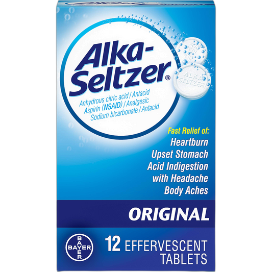 Alka-Seltzer Original Effervescent Tablets with Aspirin, 12-Count (Pack of 3)