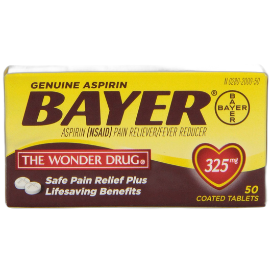 Genuine Bayer Aspirin 325mg Tablets, 50-Count (Pack of 2)