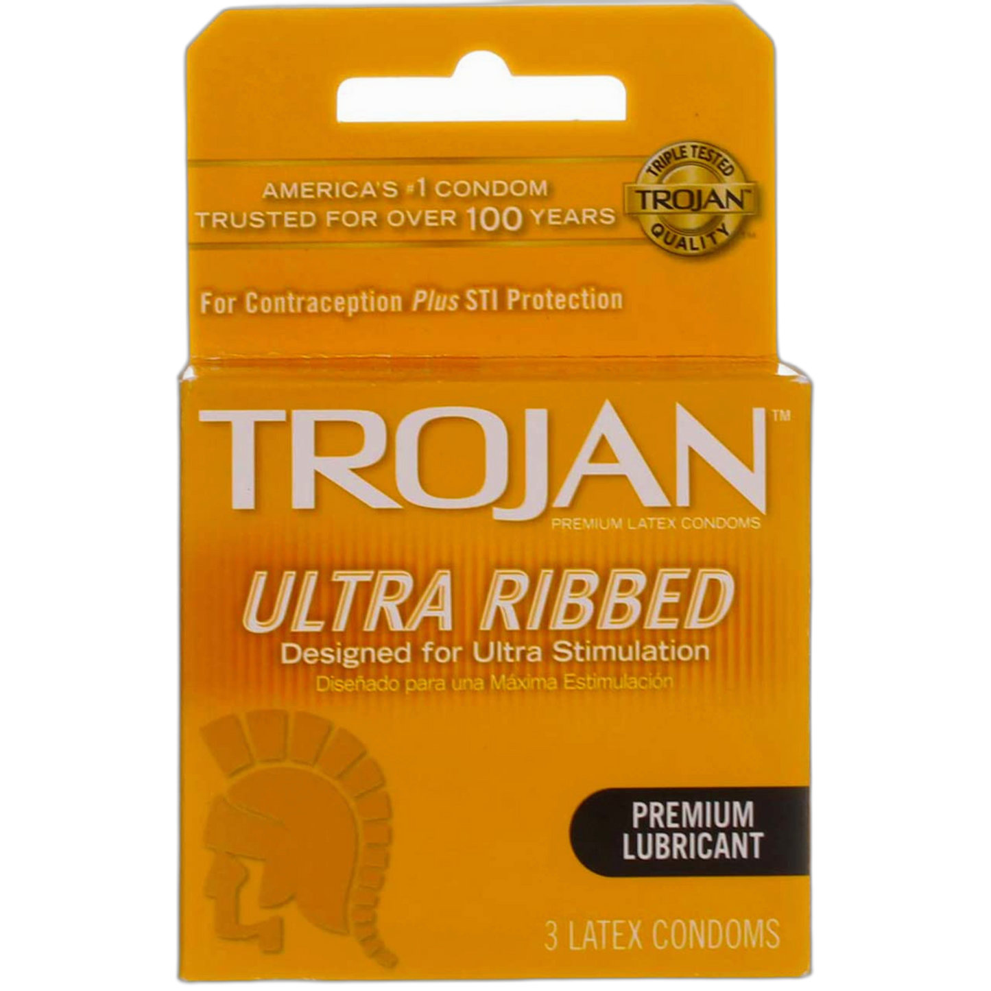 Trojan Stimulations Ultra Ribbed Lubricated Latex Condoms-3 ct (Pack of 6)
