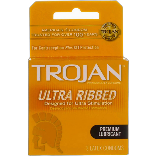 Trojan Stimulations Ultra Ribbed Lubricated Latex Condoms-3 ct (Pack of 6)