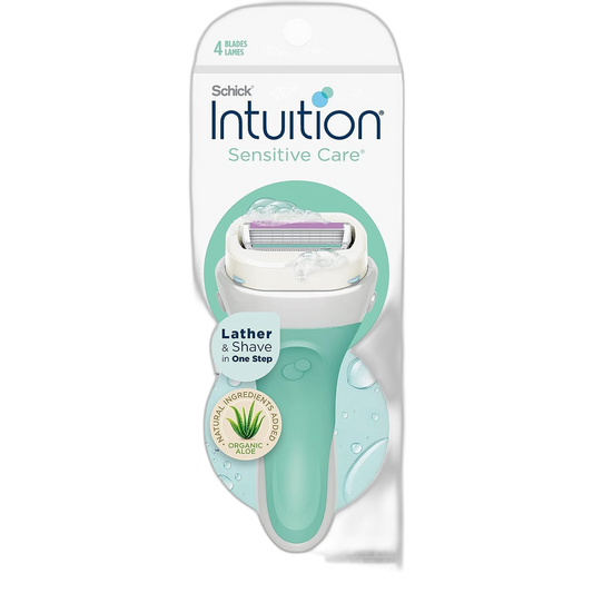 Schick Intuition Razors for Women with Sensitive Skin | 1 Razor & 2 Intuition Razor Blades Refill with Organic Aloe