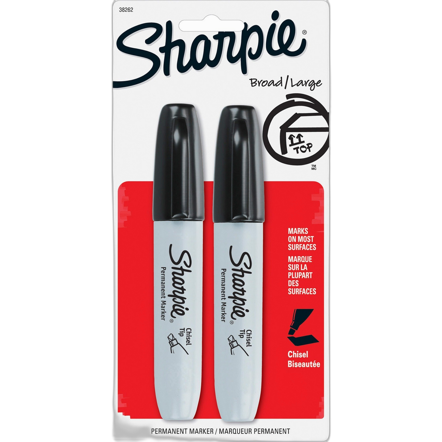 Sharpie 38262PP Sharpie Marker, Chisel Tip, 2/PK, Black