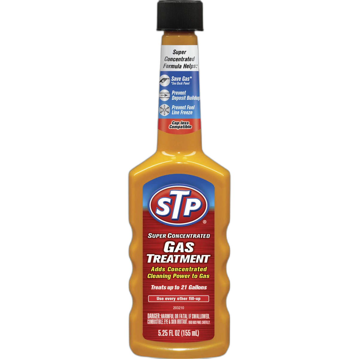 STP Super Concentrated Gas Treatment, Fuel System Cleaner Adds Cleaning Power to Gas, 5.25 Oz, STP