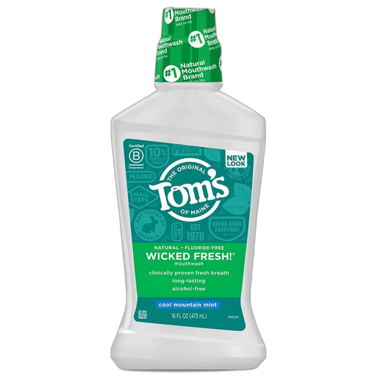 Tom's of Maine Natural Wicked Fresh! Alcohol-Free Mouthwash, Cool Mountain Mint, 16 oz. (Packaging May Vary)
