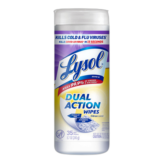 Lysol Dual Action, Disinfecting Wipes, Citrus, Blue 35Ct