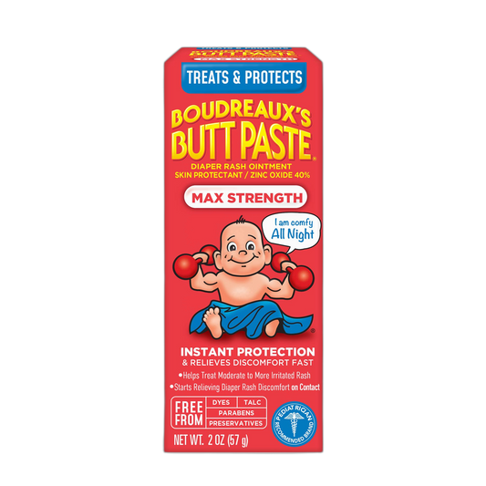 Boudreaux's Butt Paste Maximum Strength Diaper Rash Cream, Ointment for Baby, 2 oz Tube
