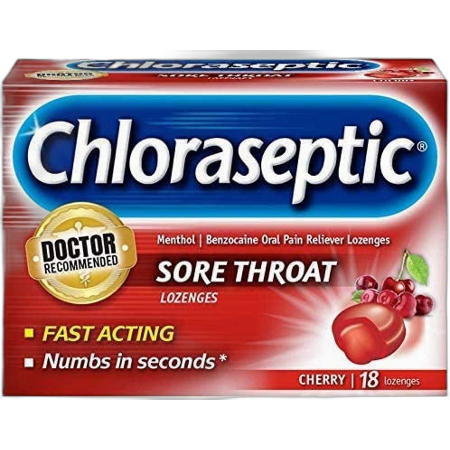 Chloraseptic Sore Throat Lozenges, Cherry Flavor, 18 Count