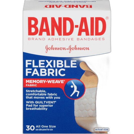 Band-Aid Brand Adhesive Bandages, Flexible Fabric, 1.9 x 7.6 cm, 30 Count, Pack of 2