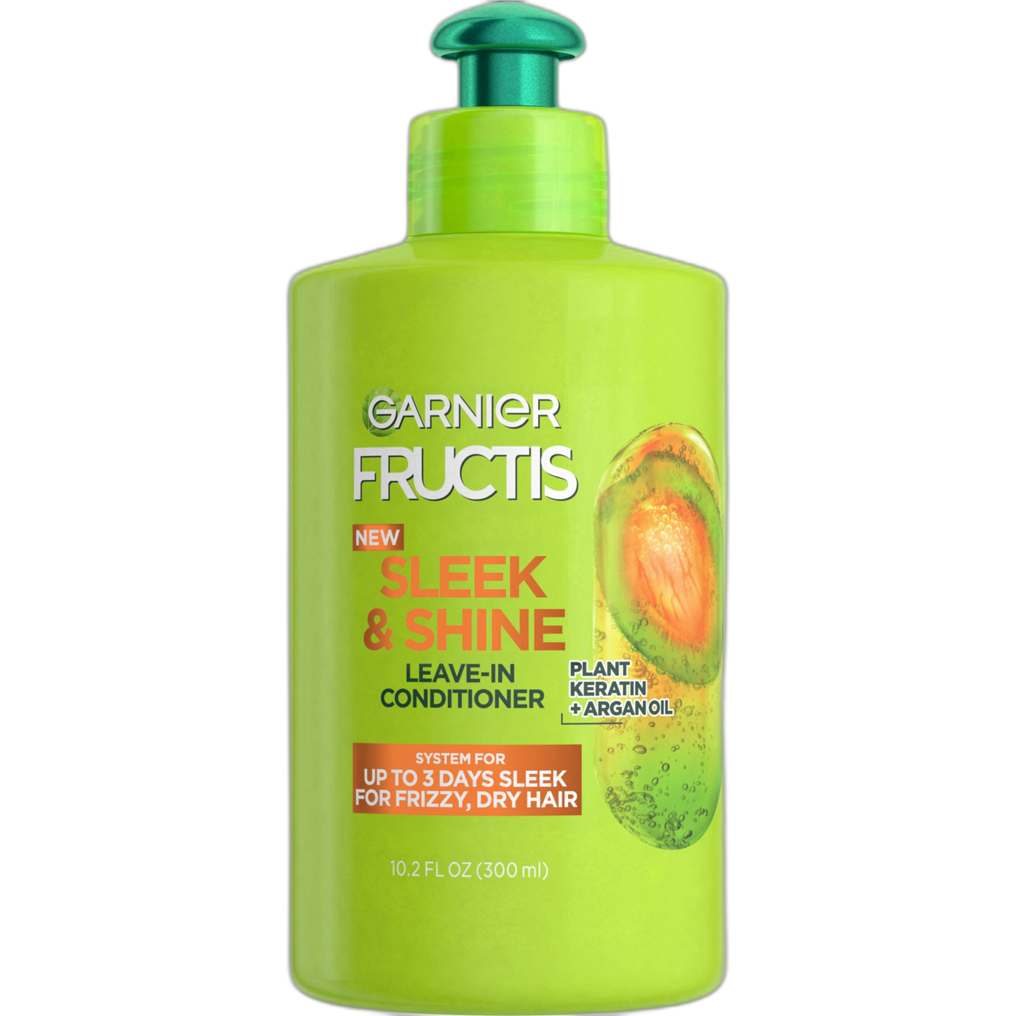 Garnier Fructis Sleek & Shine Leave-In Conditioning Cream for Frizzy Dry Hair 10.2 Fl Oz 1 Count | for Frizzy, Plant Keratin, Argan Oil, Packaging May Vary