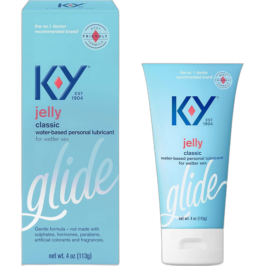 K-Y Jelly Classic Water-Based Body Friendly Formula 4 Fl Oz. Personal Lubricant for Wetter Sex for Men, Women and Couples & Safe to Use with Latex Condoms