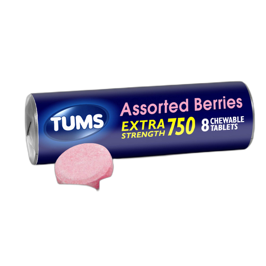 TUMS EX Assorted Berries, 8 Count (Pack of 12)