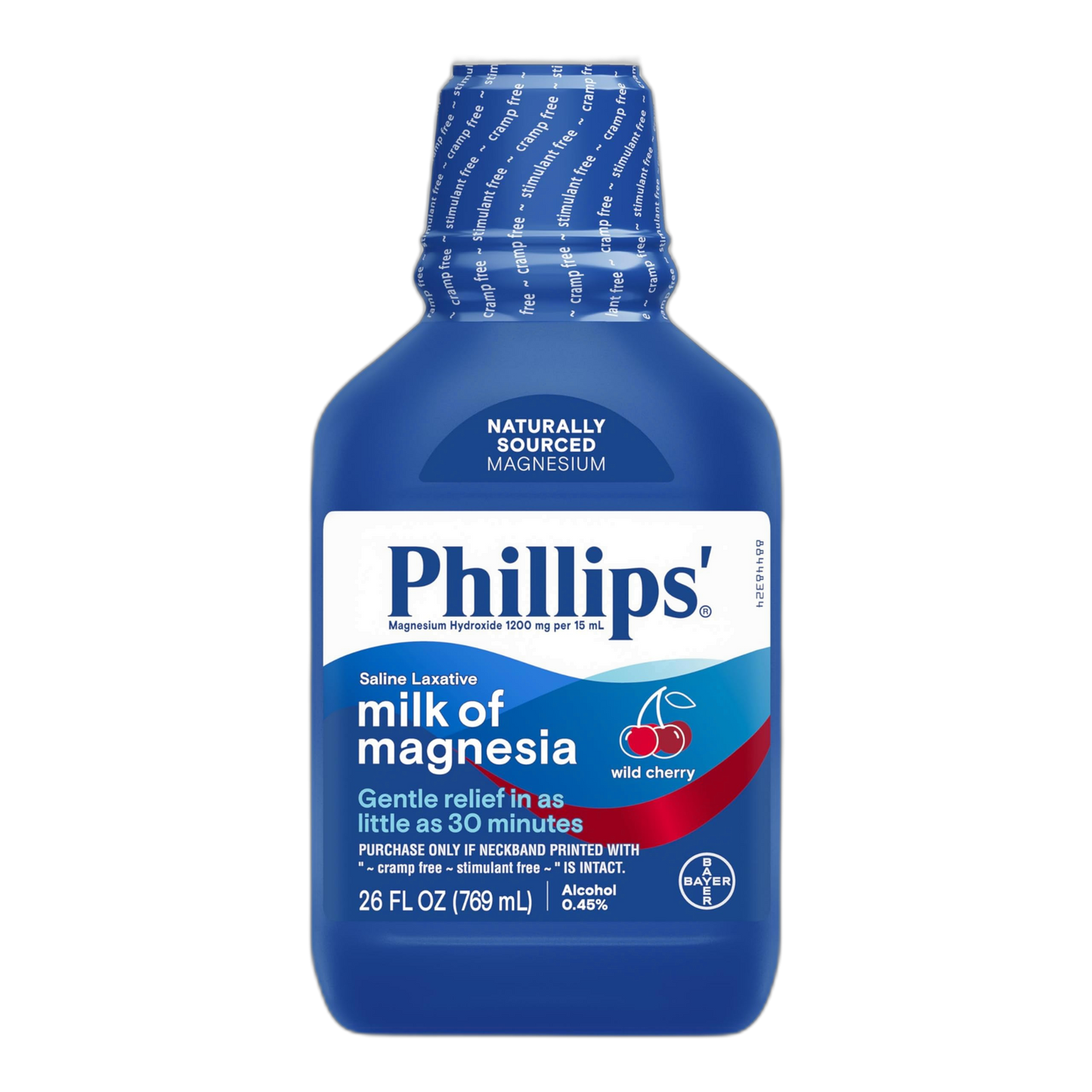 Phillips’ Milk of Magnesia Liquid Laxative, Wild Cherry Flavor, Stimulant Free, Cramp Free Relief of Occasional Constipation*, Effective in 30 minutes - 6 hours, #1 Milk of Magnesia Brand, 26 oz