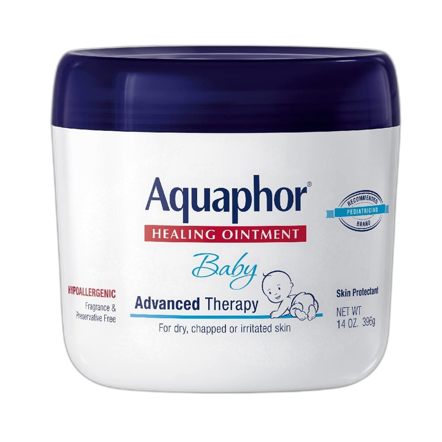Aquaphor Baby Healing Ointment Advanced Therapy Skin Protectant for Chapped or Dry Skin, Drool Rash and Diaper Rash Ointment, 14 Oz Jar