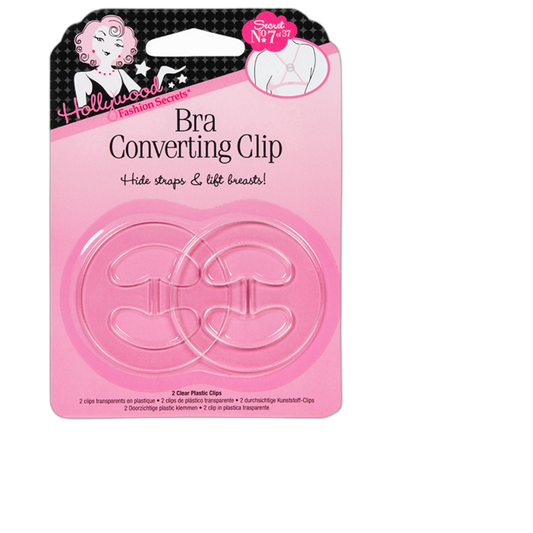 Hollywood Fashion Secrets Bra Converting Clips, Clear, Transform Your Bra Style And Lift, 2 Pack