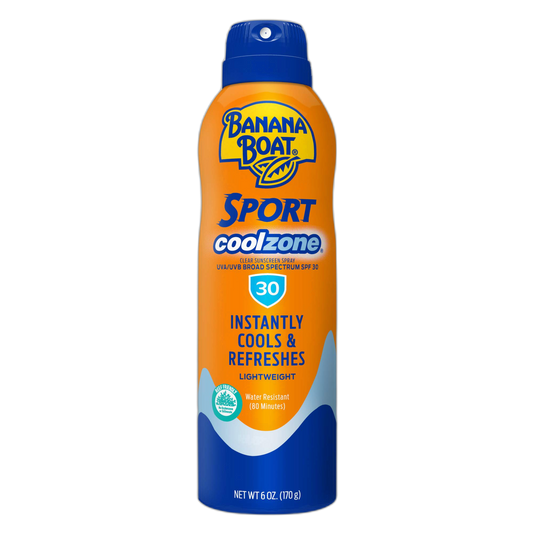 Banana Boat Sport Cool Zone SPF 30 Sunscreen Spray, 6oz | Sport Sunscreen Spray SPF 30, Clear Sunscreen Spray, Banana Boat Sunscreen Spray SPF 30, Oxybenzone Free Sunscreen, 6oz