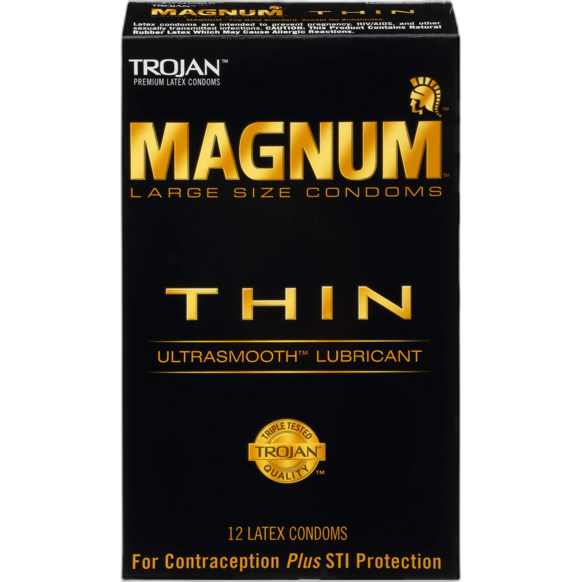 Trojan Magnum Thin Large Size Lubricated Condoms - 12 Count (Pack of 1)