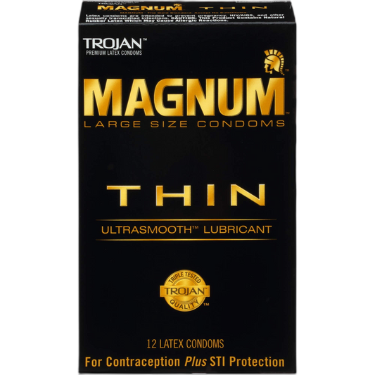 Trojan Magnum Thin Large Size Lubricated Condoms - 12 Count (Pack of 1)