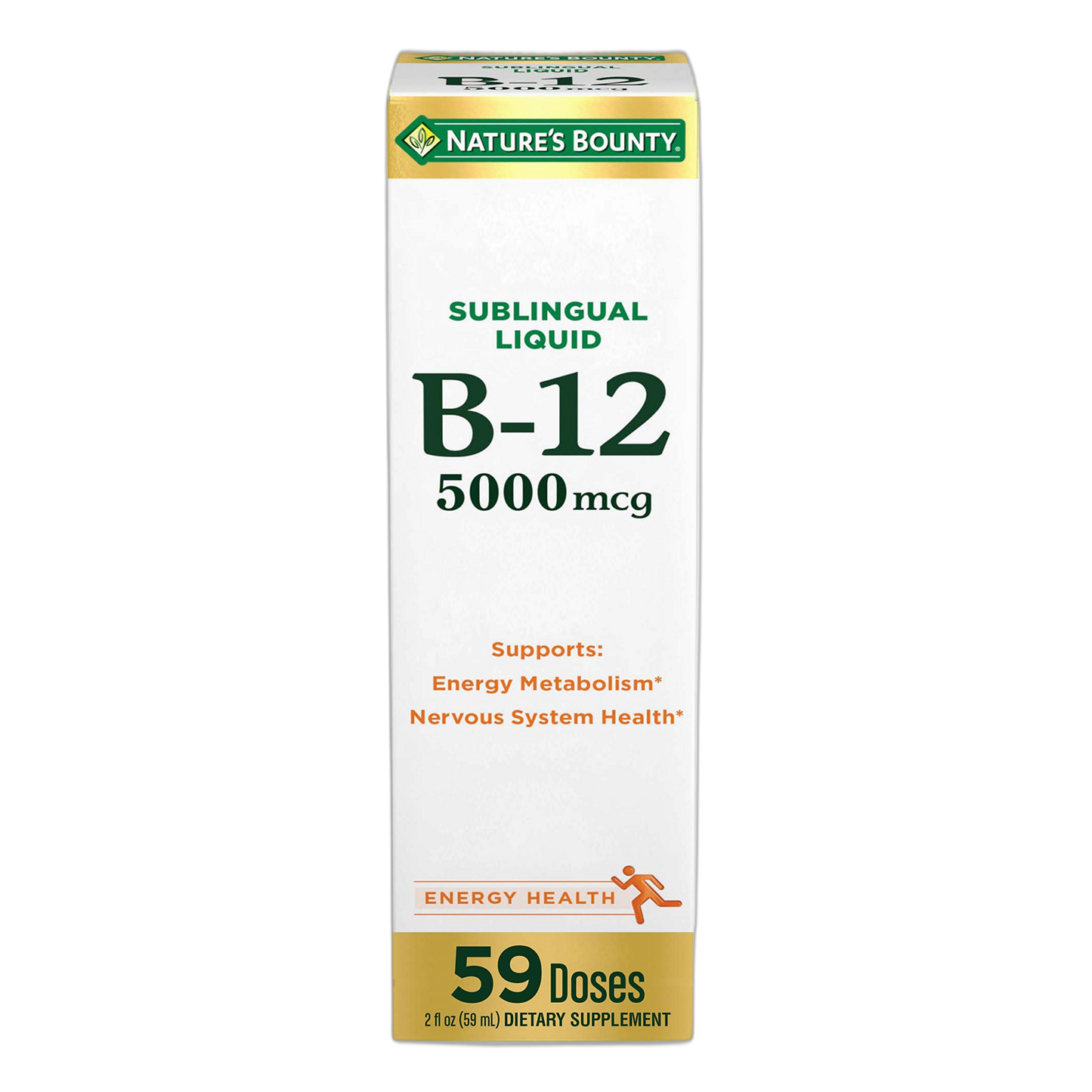 Nature's Bounty Vitamin B12 5000 Mcg Sublingual Liquid, Cardiovascular Health & Cellular Energy Support, 2 Fl Oz (1 Count)