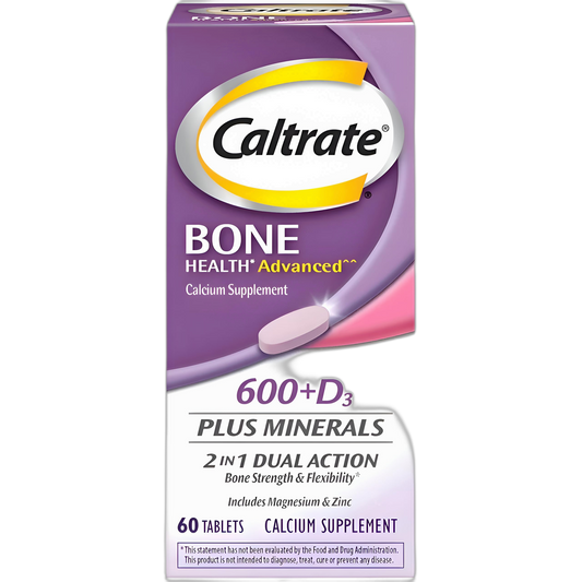 Caltrate 600+D3 Plus Minerals Calcium and Vitamin D Supplement Tablets, Bone Health and Mineral Supplement for Adults - 60 Count