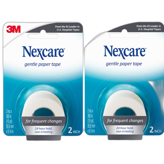 Nexcare Gentle Paper First Aid Tape, 2 Inch x 10 Yards (Pack of 2), Hypoallergenic Medical Tape for Sensitive Skin, Latex-Free