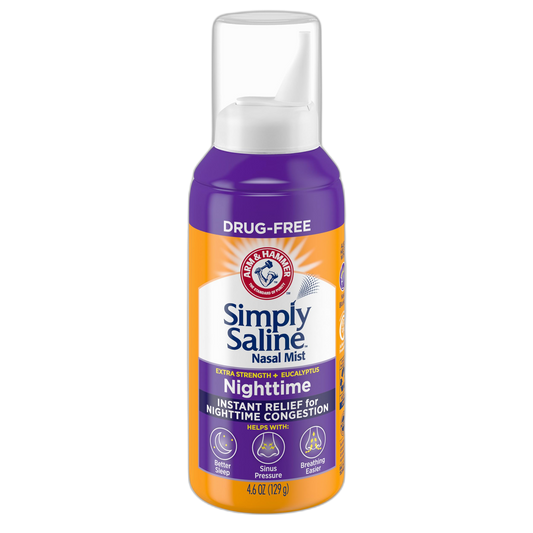 ARM & HAMMER Simply Saline Nighttime Nasal Mist 4.6oz- Instant Relief for SEVERE Congestion- One 4.6oz Bottle