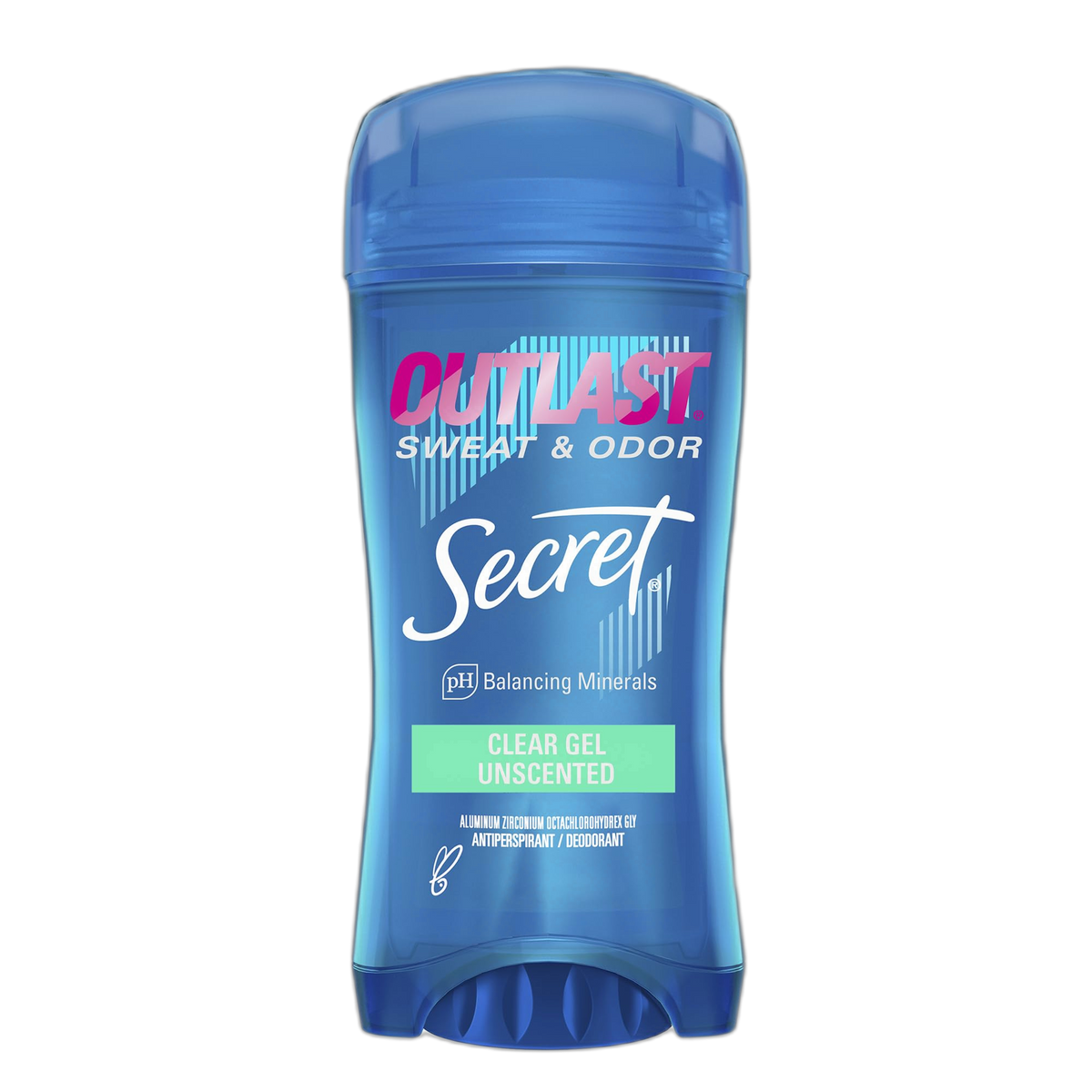 Secret Outlast Antiperspirant Deodorant for Women, 72hr Sweat & Odor Protection, PH Balancing Minerals, Clear Gel, Unscented, 2.6 oz