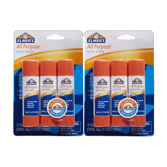 Elmer's All Purpose Glue Stick, Large, 0.77 Oz / 22 G (Pack of 6)