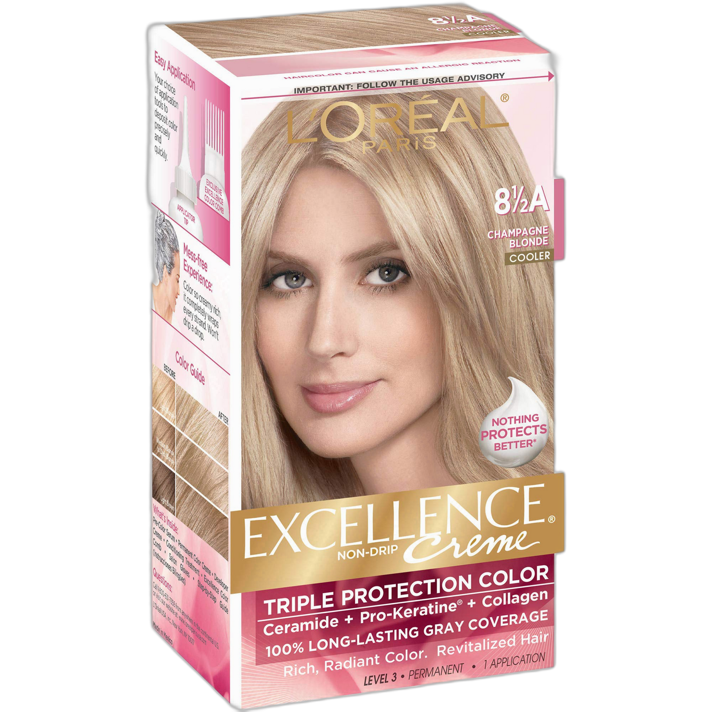 L'Oreal Paris Excellence Créme Permanent Hair Color, Champagne Blonde [8.5A] 1 ea