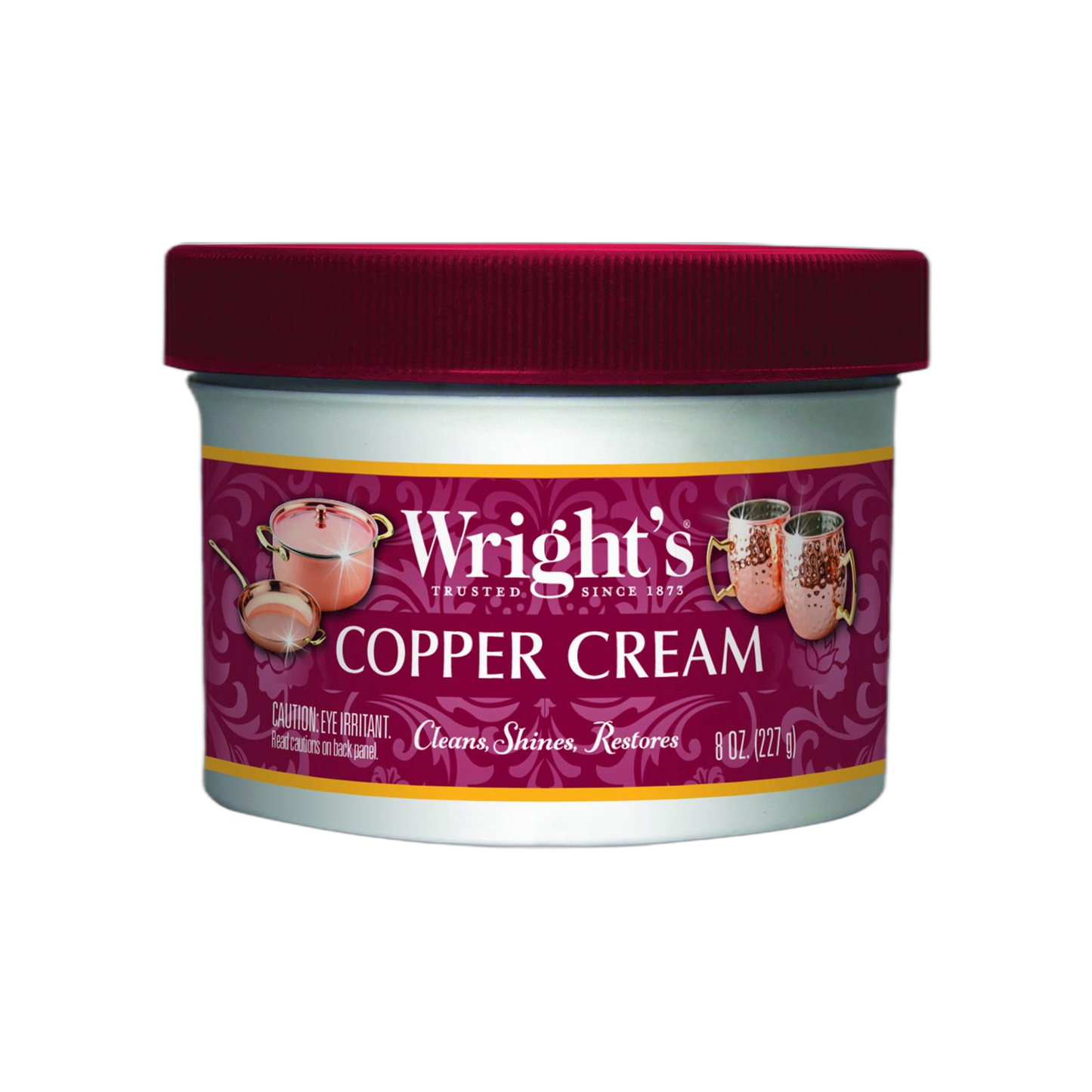 Wright's Copper, Brass Cream Cleaner - 8 Ounce - Gently Cleans and Removes Tarnish Without Scratching