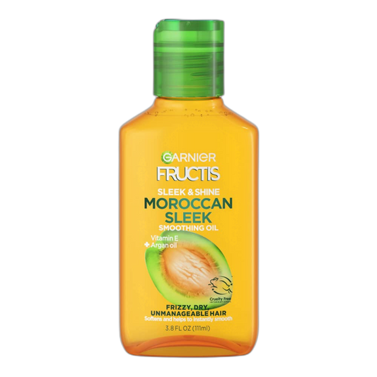 Garnier Fructis Sleek & Shine Moroccan Sleek Smoothing Oil for Frizzy, Dry Hair, Argan Oil, 3.75 Fl Oz, 1 Count (Packaging May Vary)