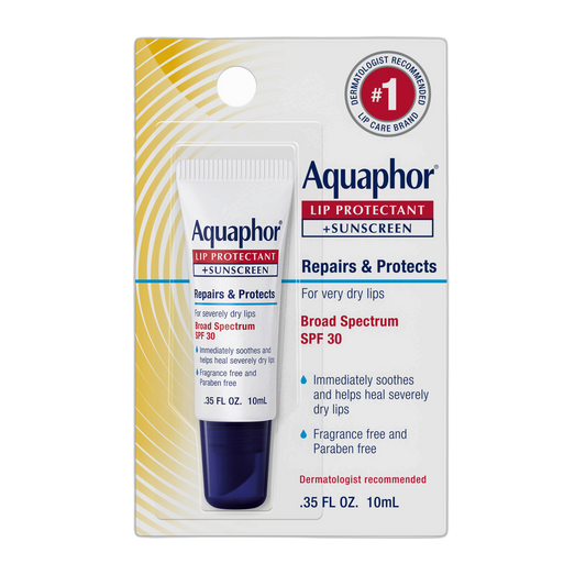 Aquaphor Lip Protectant and Sunscreen Ointment - Broad Spectrum SPF 30 - Relieves Chapped Lips - .35 fl. Oz. Tube