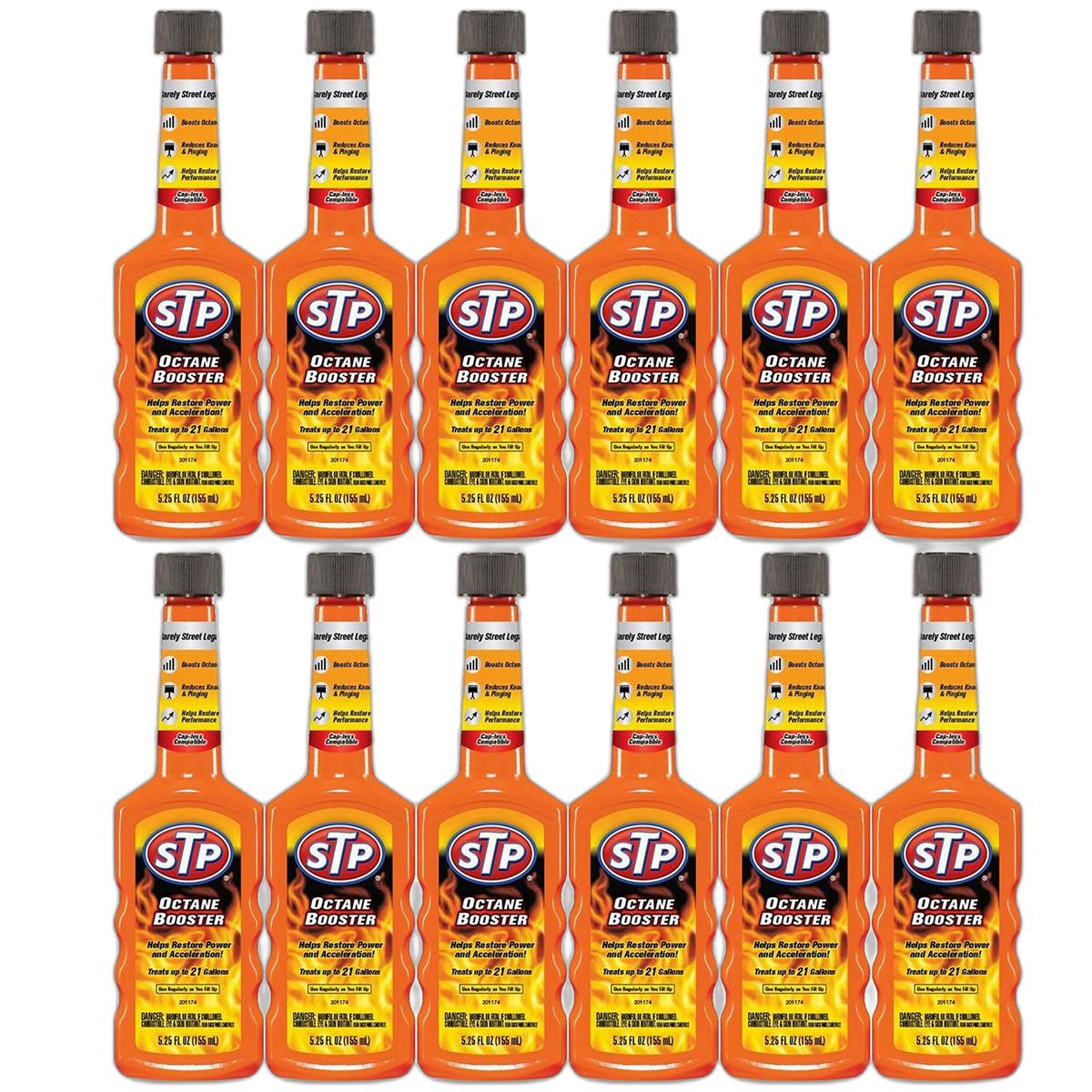 STP Octane Booster, Fuel Intake System Cleaner, Bottles, 5.25 Fl Oz, Pack of 12