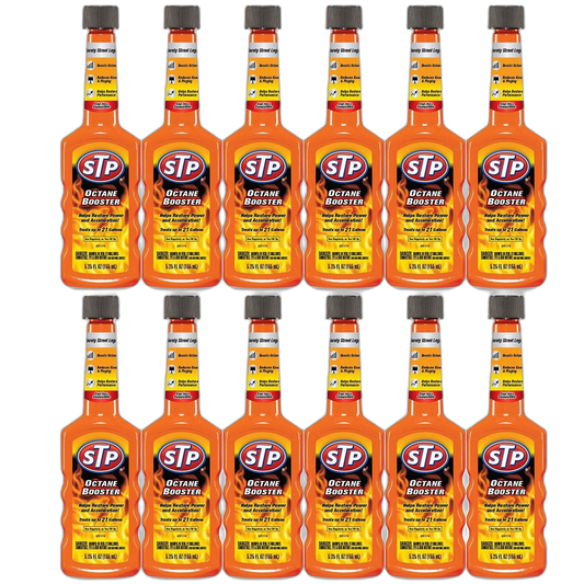 STP Octane Booster, Fuel Intake System Cleaner, Bottles, 5.25 Fl Oz, Pack of 12