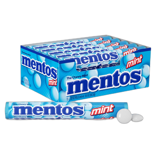 Mentos Chewy Mint Candy Roll, Mint, Non Melting, Party, 14 Count (Pack of 15) - Packaging May Vary